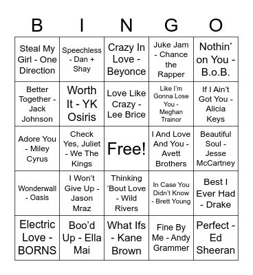 Happy Valentine's Day Bingo Card