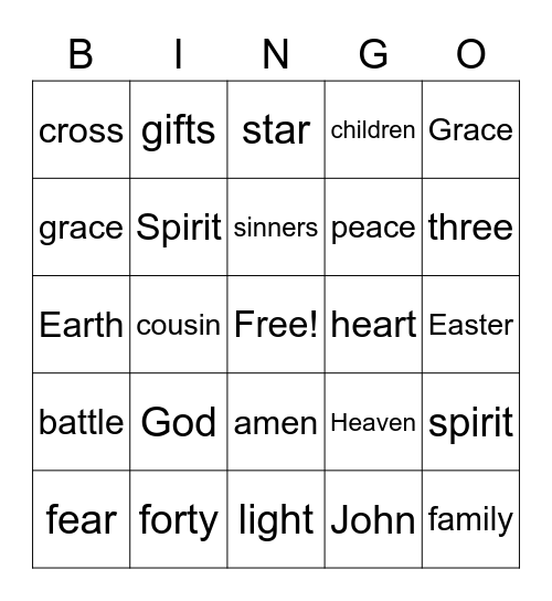 Bible Bingo Card