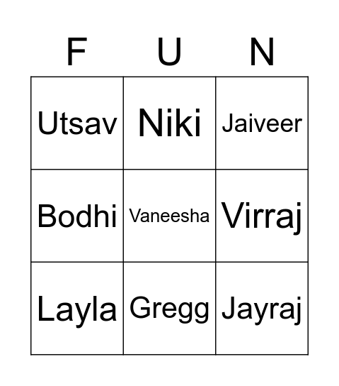 Games night Bingo Card