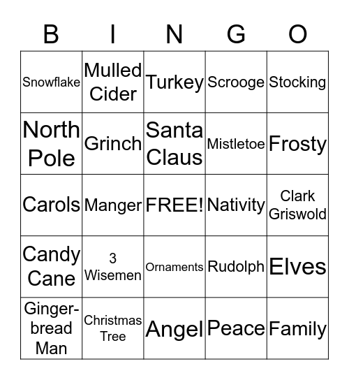 Christmas Bingo Card