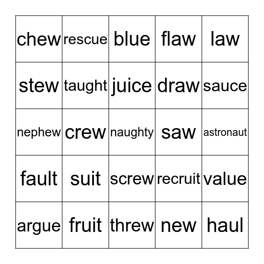 Vowel Digraphs OTHER Bingo Card