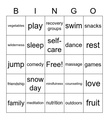 TPAPN Wellness Bingo Card