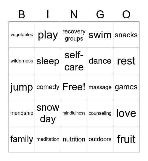 TPAPN Wellness Bingo Card