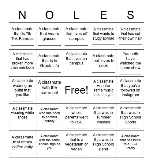 NOLES FIG Bingo Card