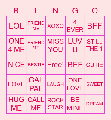 CANDY HEARTS Bingo Card