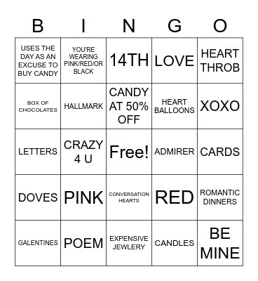 Valentine's Day BINGO Card