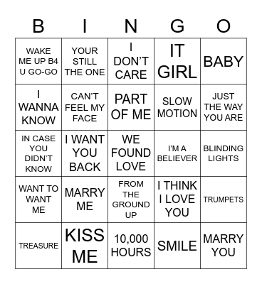 VDAY - MUSIC BINGO Card