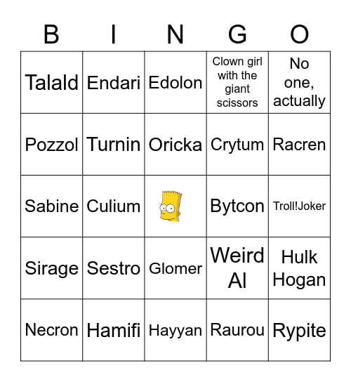 Vast Error [I2S2] Animation Death Roll Call Bingo Card