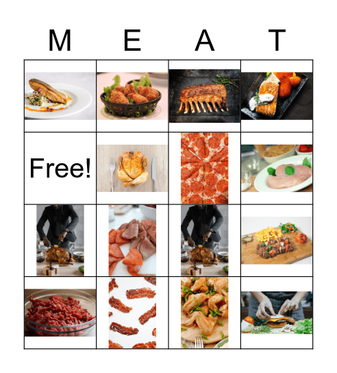 Meat Food Group Bingo Card