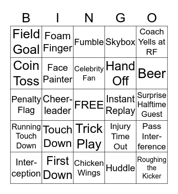 Super Football Bingo Card