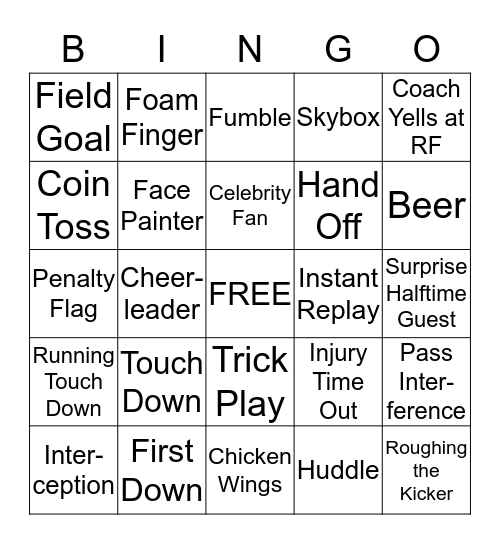 Super Football Bingo Card