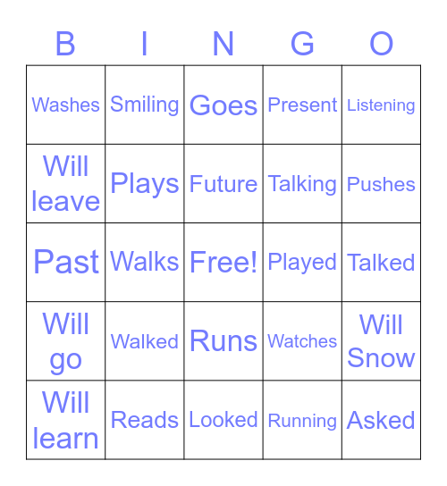 Past, Present, and Future Bingo Card
