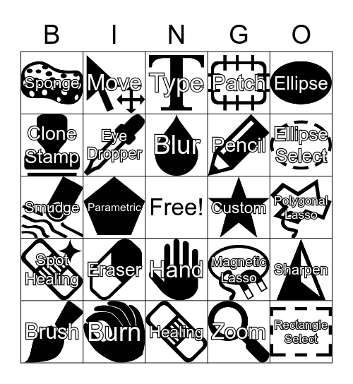 Photopea Tools Bingo Card
