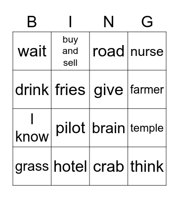 P1/1 Bingo, Week 10 :) Bingo Card