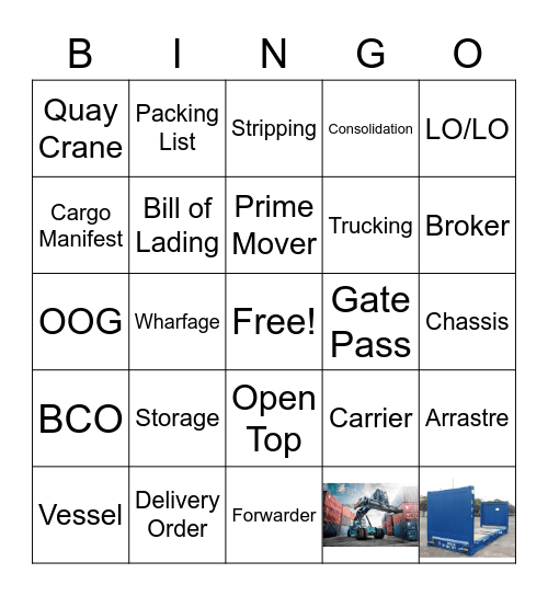 Container Shipping Bingo Card