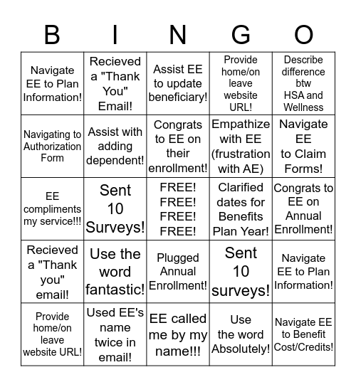 EMAIL - LEI and AE BINGO!!!! Bingo Card