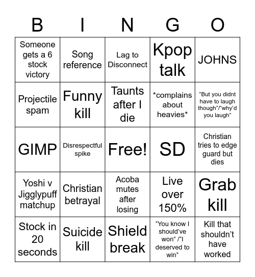 Smash Bingo Card