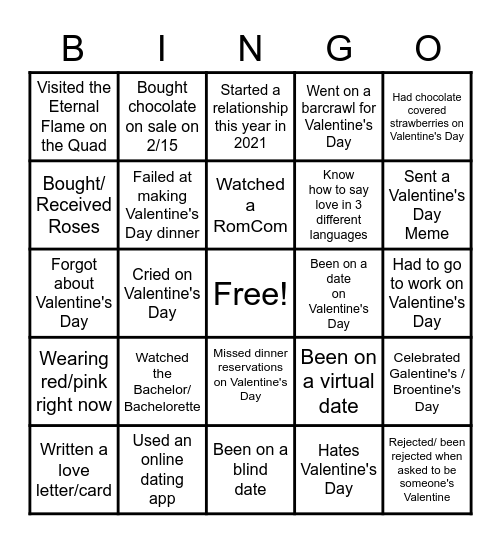 ASME Valentine's Day HH Bingo Card