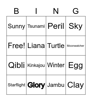 Random Eings of Fire Bingo Card