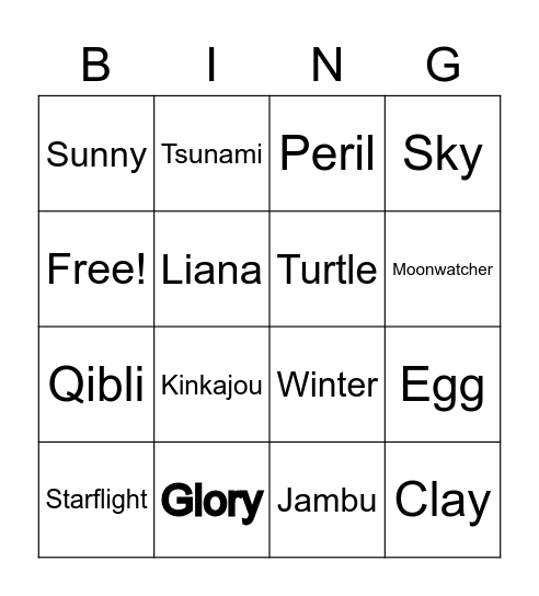 Random Eings of Fire Bingo Card