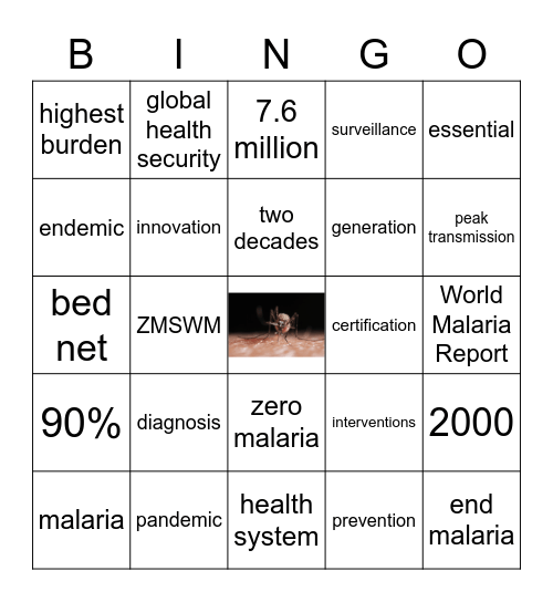 Zero Malaria Challenge Bingo Card