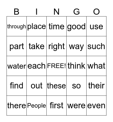 Sight Words 5 and 6 Bingo Card