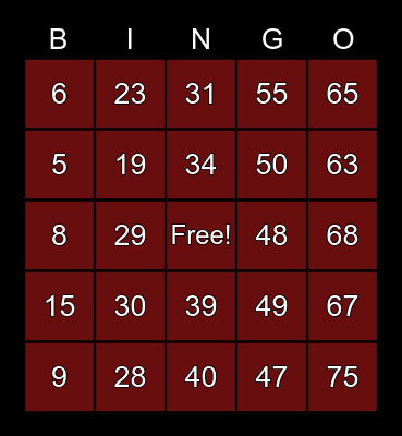 Library Card Bingo Card