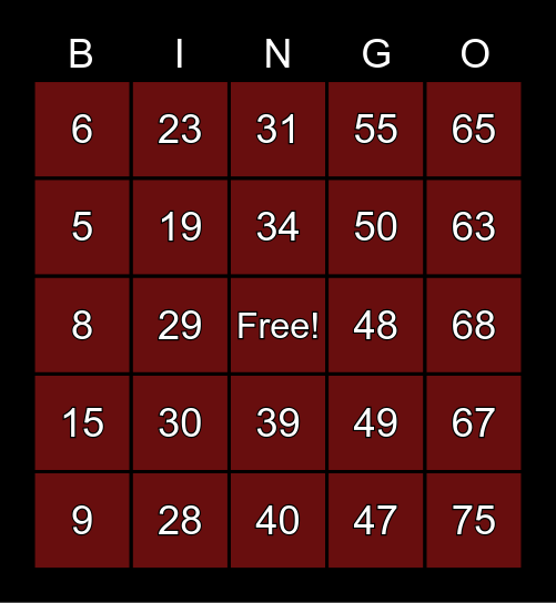 Library Card Bingo Card