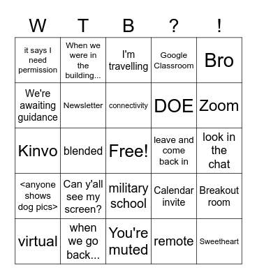 What the BHSWCA?!?! Bingo Card