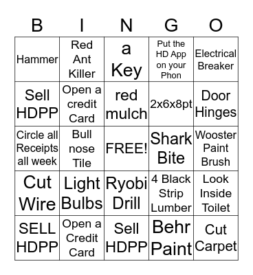 CASHER BINGO Card