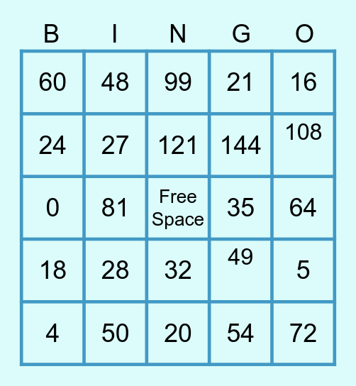 Multiplication Facts - Ms. Cruz Bingo Card