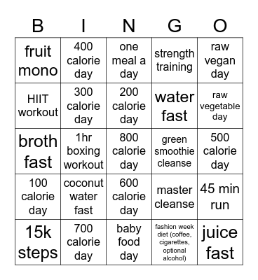 STARVING BINGO Card