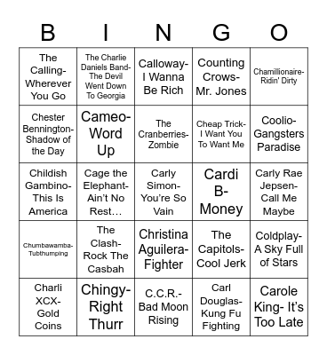 Total-Quiz.com Presents: Radio Bingo "C" Section Bingo Card