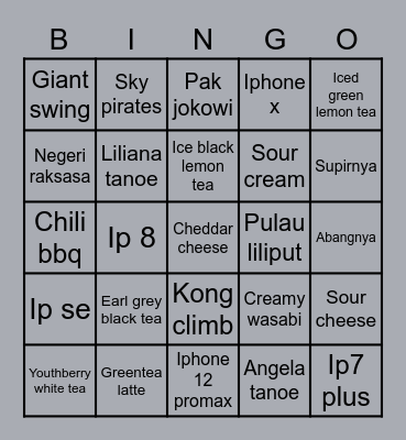 Khakii Bingo Card