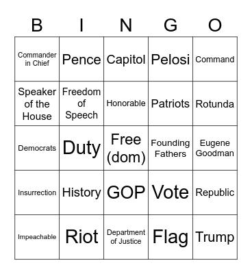 Impeachment (again) Bingo Card
