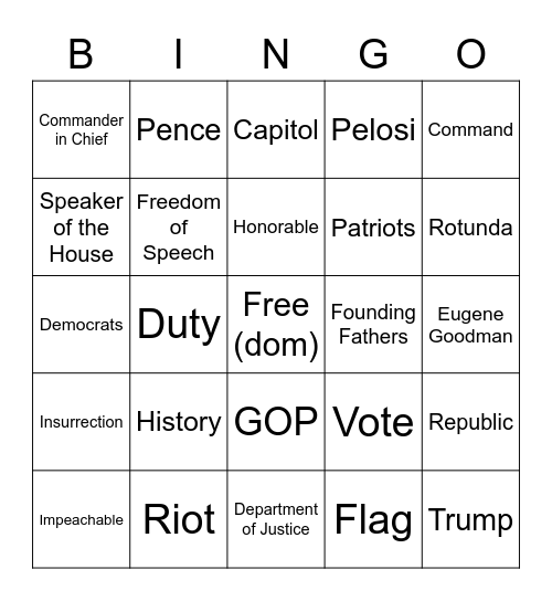 Impeachment (again) Bingo Card