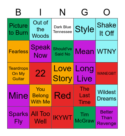 Re Records Bingo Card