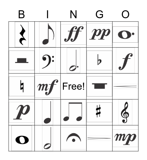 Music Symbols Bingo Card