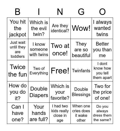 TWIN BINGO "TWINGO"!! Bingo Card
