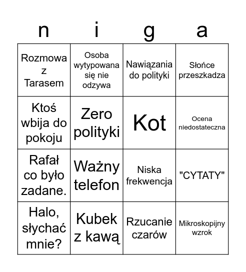 polski Bingo Card