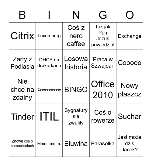 Rudy z Bazarsów Bingo Card