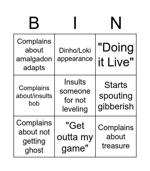 Wob a Dob bingo Card