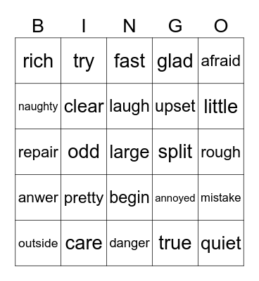 Formal Language Bingo Card