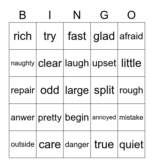 Formal Language Bingo Card
