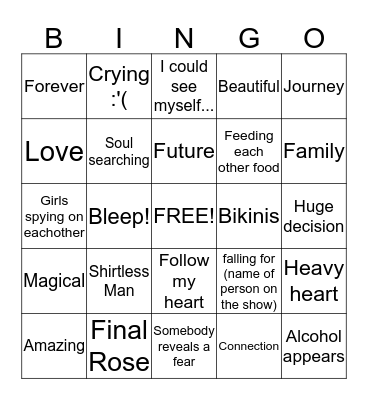 Bachelor Bingo Card