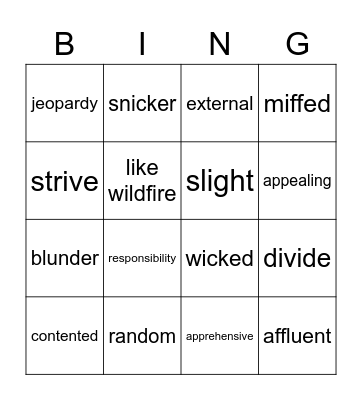 Formal Language Bingo Card