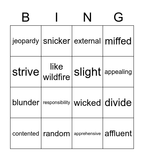 Formal Language Bingo Card