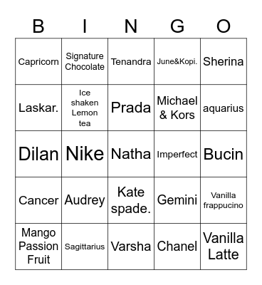 Éire's Bingo Card