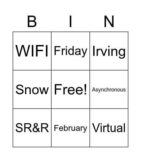 Rock Block Bingo Card