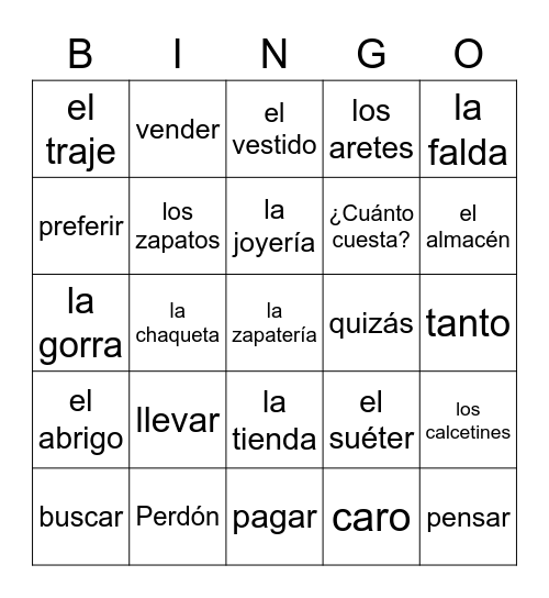 Auténtico 1 Cap. 7A Bingo Card